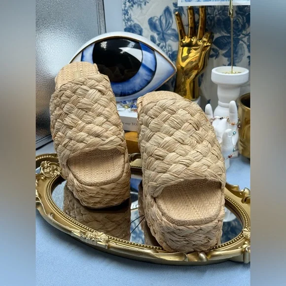 🆕 LOEFFLER RANDALL 🧿 NWOB Aaron Natural Braided Platform Straw Mule, Sz 9 - Picture 5 of 15
